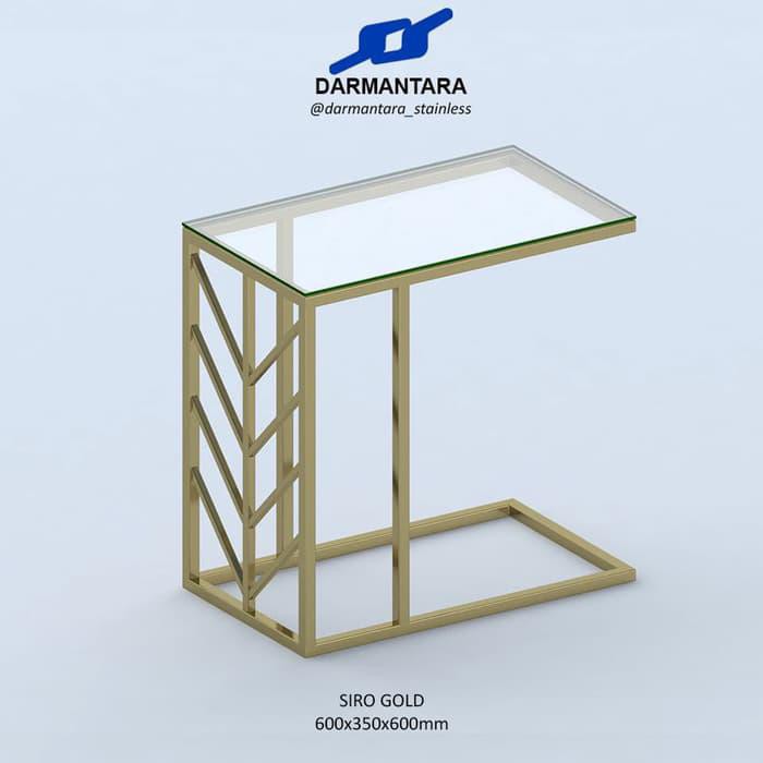 Furniture Meja Sofa Side Table Nakas 60x35x60 Stainless Mirror Gold Siro Shopee Indonesia