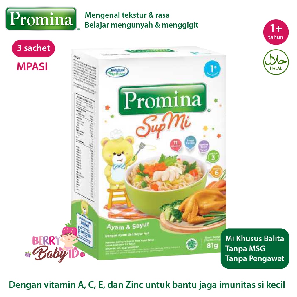 Promina Sup Mi Ayam Sayur &amp; Daging Sayur MPASI Makanan Bayi 12m+ Berry Mart