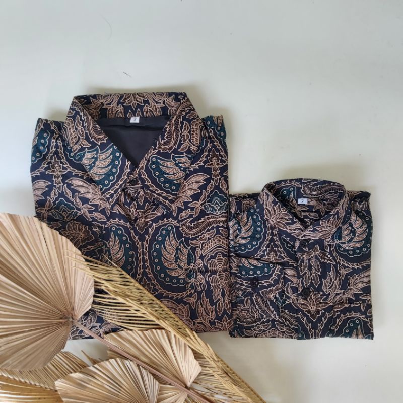 Couple Rok Lilit dan Kemeja Batik Katun Premium Warna Hijau