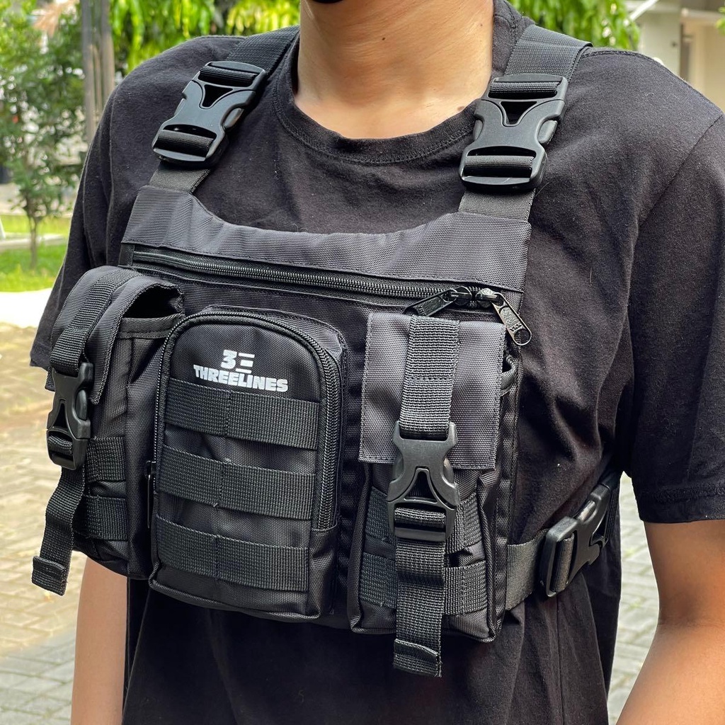 Tas Dada Pria Original Threelines Black Series / Chest Rig Bag Threelines Original