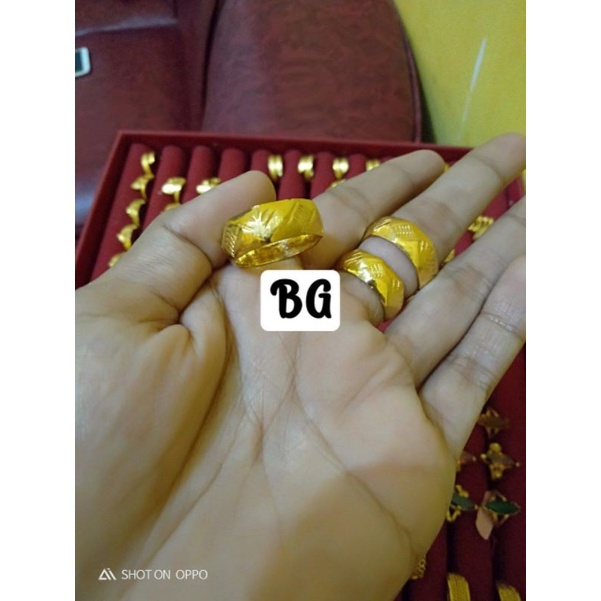 cincin wajik ukir koin mix kuningan, lapis emas 24k murni