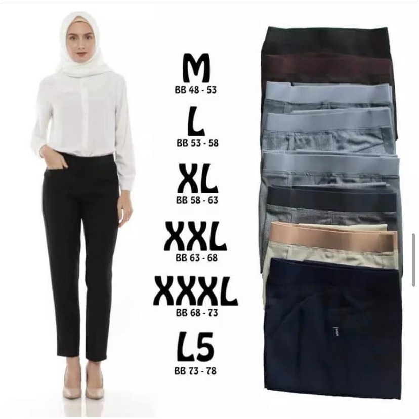 Celana Kerja Wanita Pinggang Karet / Celana Kantor Wanita Pinggang Karet / Celana Panjang Wanita / C