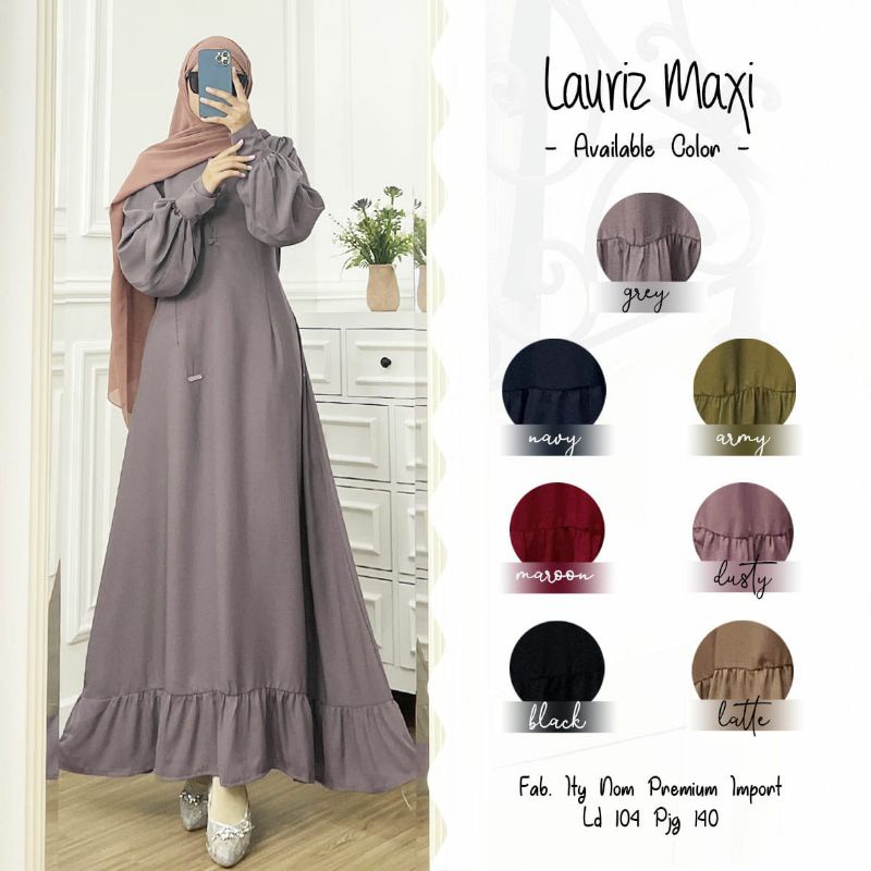 LAURIZ MAXY BY ZEFFA AFKA (DRESS MUSLIMAH) Maxi dress polos premium