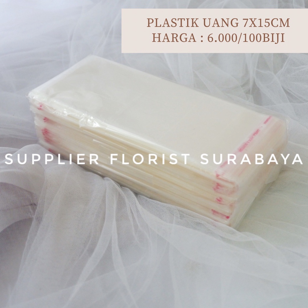 [100 PC] PLASTIK BENING UNTUK UANG PLATIK UANG DUIT MONEY BOUQUET 7x15 PLASTIK OPP DIY FLORIST MONEY CAKE