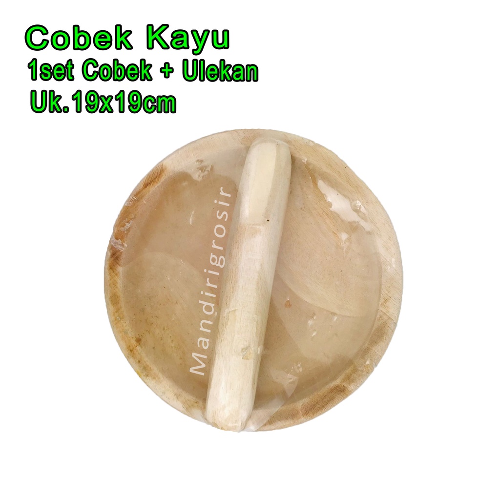 1set Cobek + Ulekan *Cobek Kayu Tanggung * Cobek Bulat Polos * Uk.19x19cm