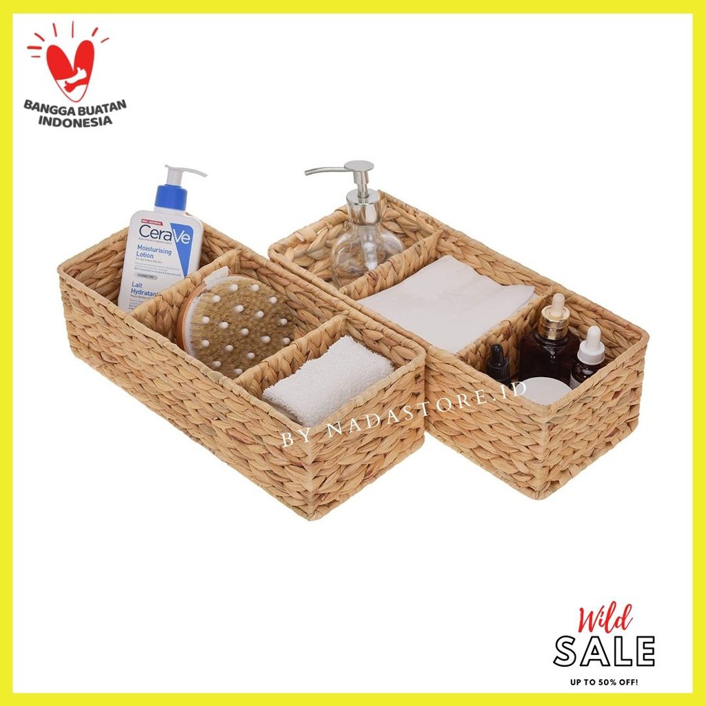 Hand-Woven Water Hyacinth Storage Baskets , tempat tissue ,stationery supplies anyaman enceng gondok