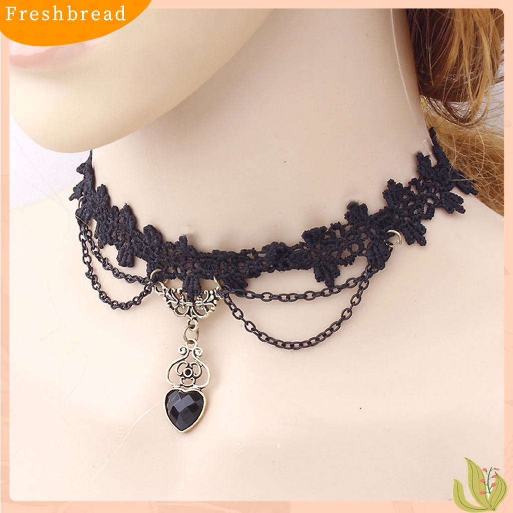 [TERLARIS]Necklace Colorfast Lace Edge Alloy Black Lace Chain Necklaces for Wedding