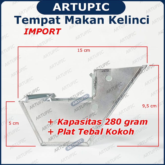 Tempat Makan kelinci IMPORT Galvanise Feeder Rabbit Mangkok Piring Tempat Pakan Kelinci Pet Bowl