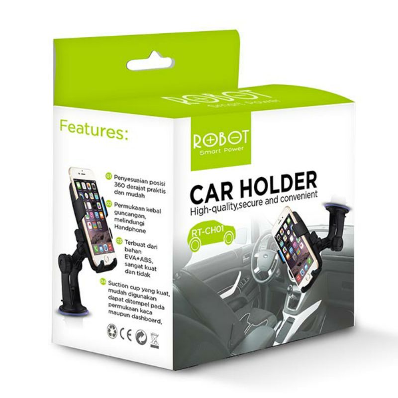 ROBOT Car Holder Phone Holder Mobil Dashboard Rotable Car Stent Holder Hp Mobil Original