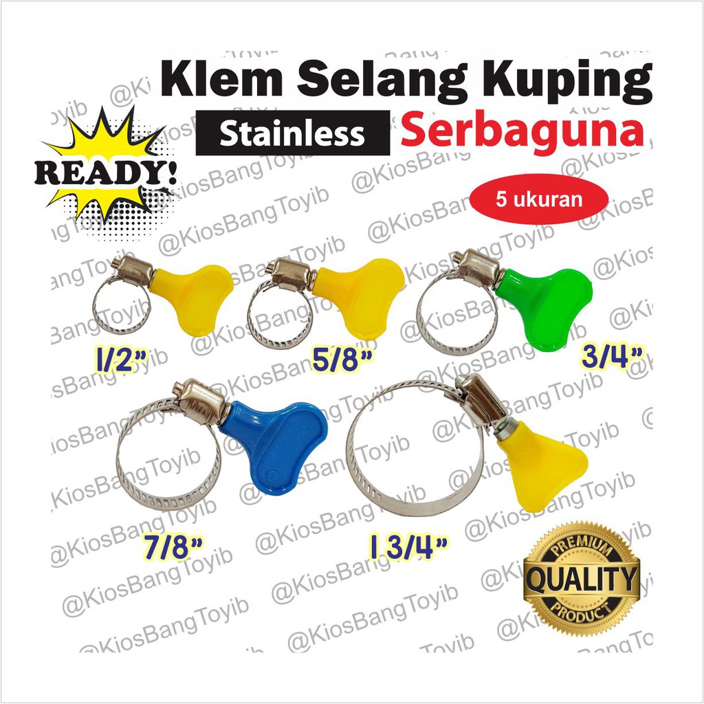 Klem Selang 𝐊𝐮𝐩𝐢𝐧𝐠 Gas LP/Stainless Hose Clamp 1/2&quot; 5/8&quot; 3/4&quot; 7/8&quot; 1 3/4&quot; Kualitas Import