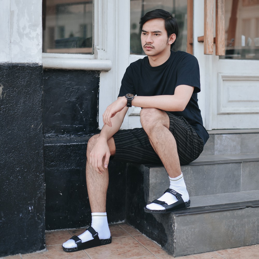 BILLY BLACK |ManNeedMe x FSTP| Sandal Casual Pria Sendal Outdoor ORI