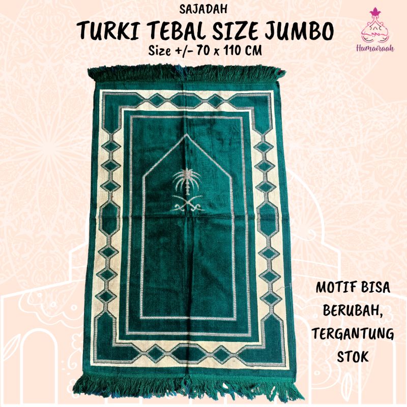Sajadah Besar Jumbo Turki Tebal Bludru Ringan Oleh Oleh Haji Umroh ukuran dewasa 70x110cm