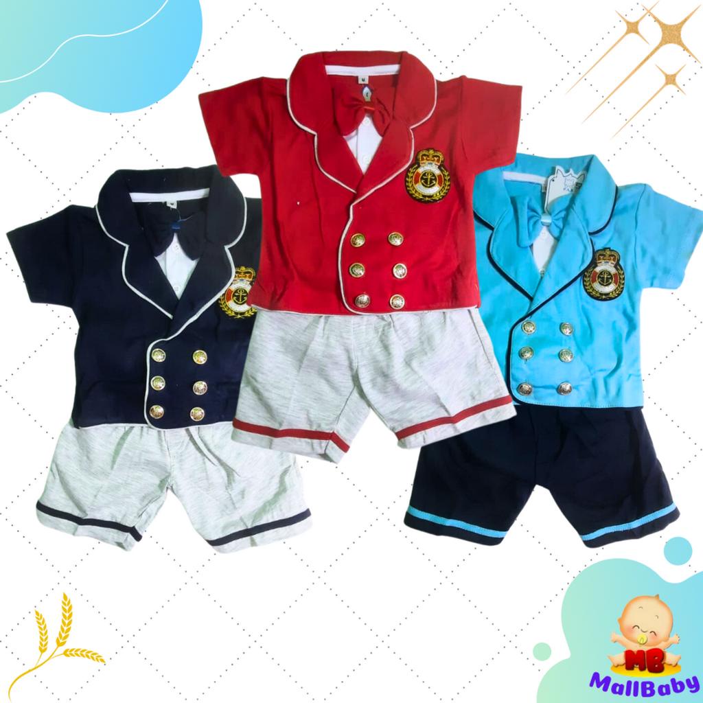 Baju Bayi Laki Baru Lahir Setelan Pakaian Anak Cowok Newborn Rompi Dasi School Mall Baby