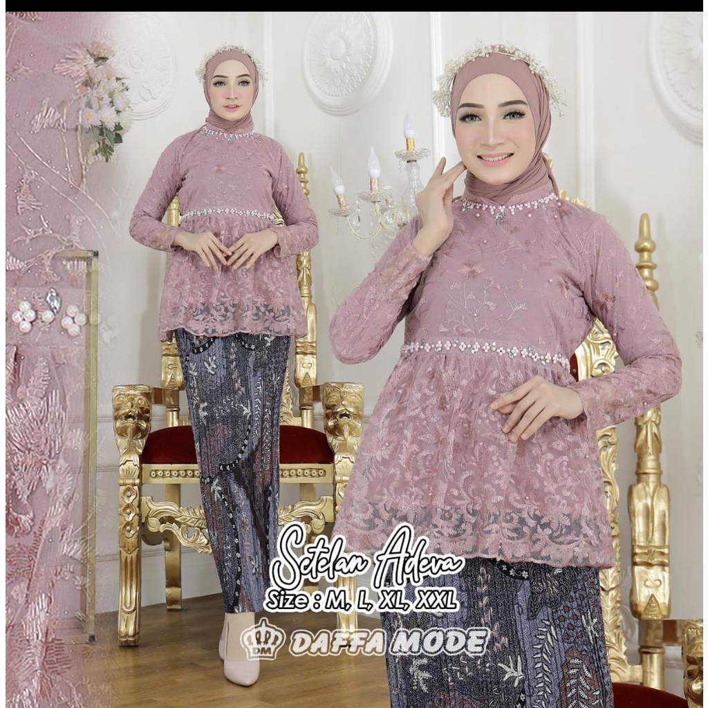 Setelan Kebaya Adela / Kebaya Modern / Kebaya Wisuda / Kebaya Brukat / Kebaya Lamaran / Baju Kebaya Modern /Kebaya Kondangan / Kebaya Wisuda Modern / Kebaya Payet Mewah