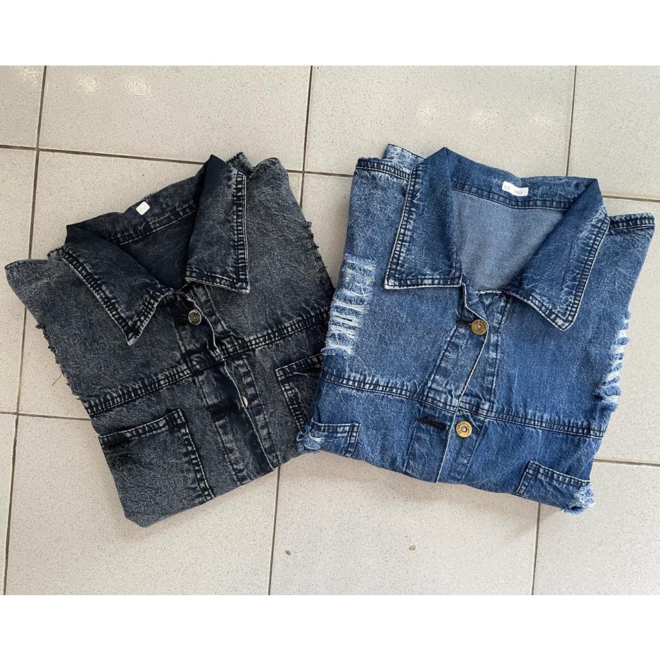 Jaket Jeans Ripped Jumbo Bigsize PRIA WANITA/Jaket Jeans  Snow Oversize  Unisex [ld120,130,140]