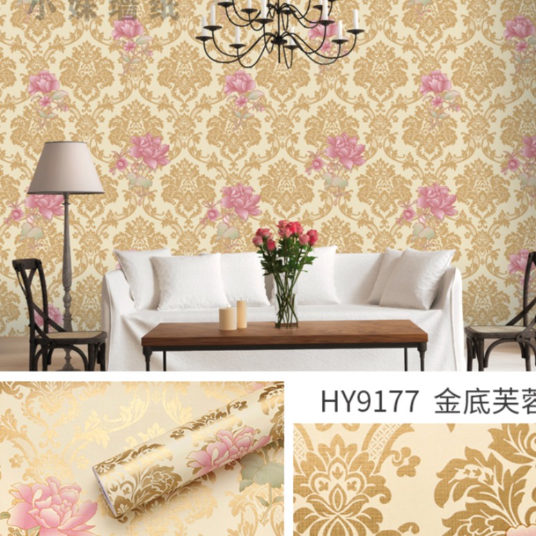 Wallpaper Dinding BATIK COKLAT BUNGA PINK