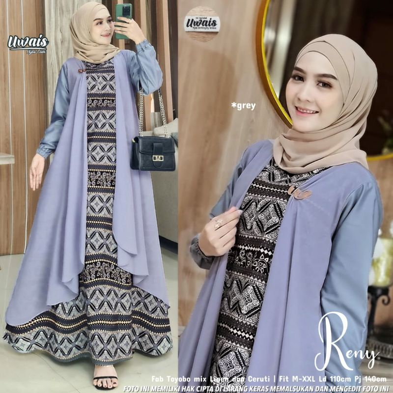 Reny Dress by Uwais - Maxi Dress Gamis Tribal Cardi