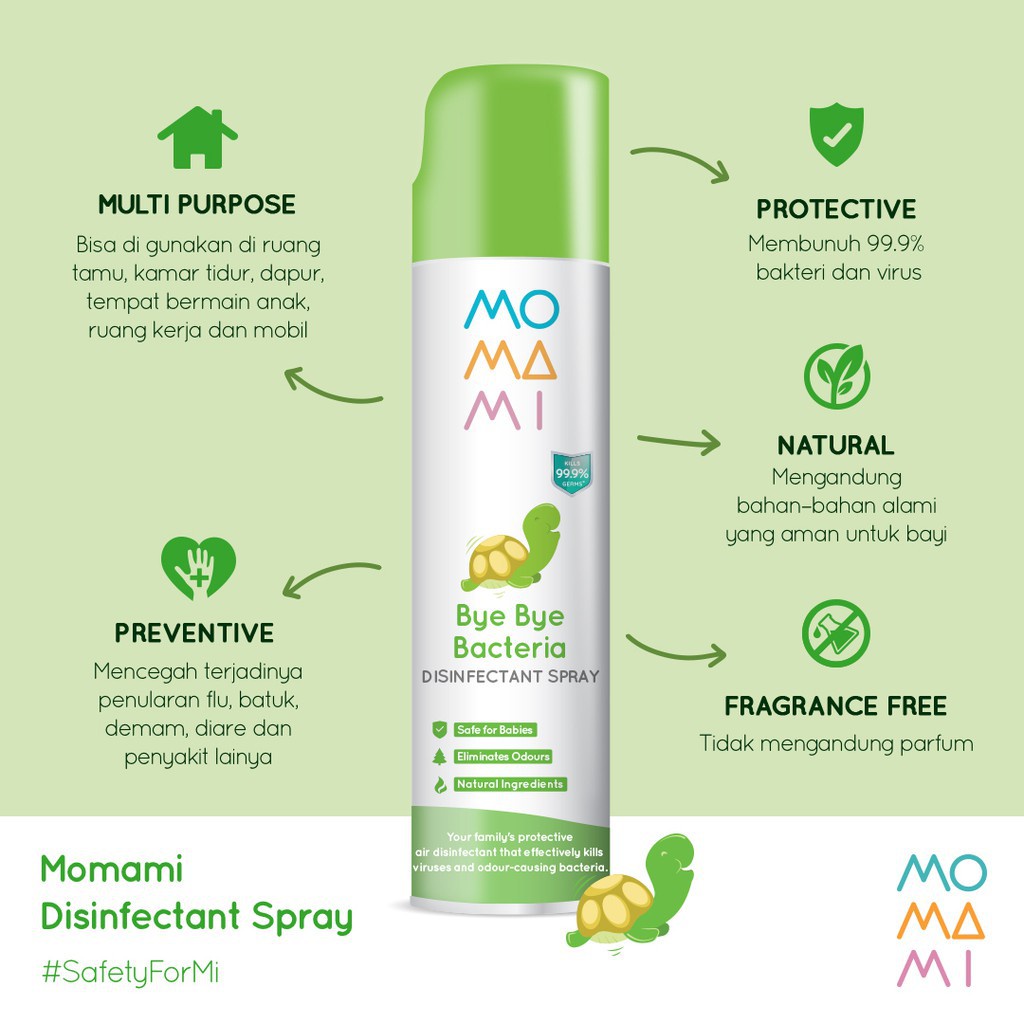 Momami Baby &amp; Kids Bye Bye Disinfectant Spray - Disinfektan Semprot (350 ml)