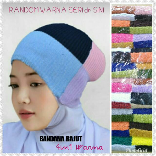 Bandana ciput rajut 4 warna/inner rajut 4 in1 premium