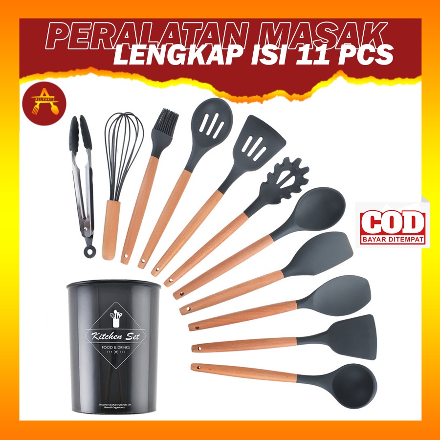 Peralatan Perlengkapan Masak Sepatula Set Silikon Lengkap Sodet Silicone Sotil Spatula Silikon Tahan Panas Sutil Silikon Set Tahan Panas