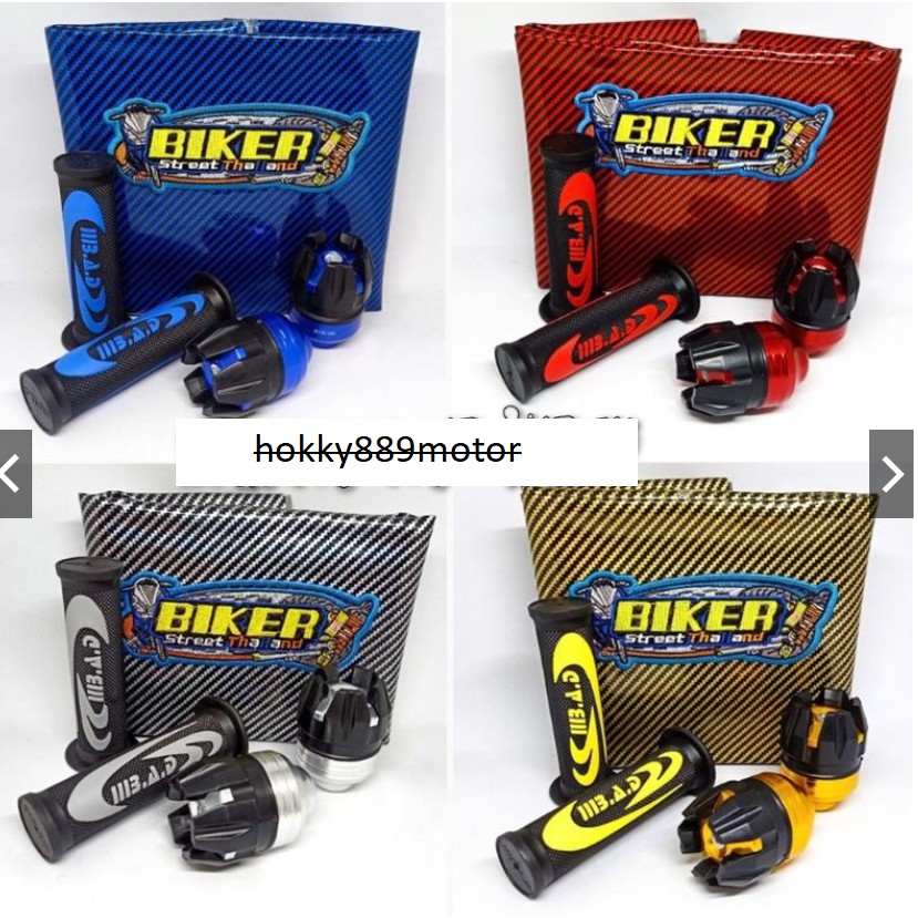 (promo-paket hemat)kulit jok karbon biker warna + handgrip bad Nike + jalu as roda depan-Universal