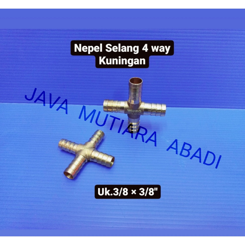 Konektor 4 way/Nepel Selang Cabang 4 kuningan 3/8'' inch/Cross tee
