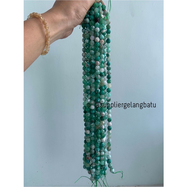 bahan CUTTING GREEN WHITE PERSIAN JADE 10mm batu import putih hijau