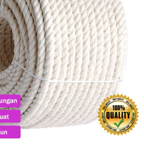 Tali Tambang Besar 18mm 20mm Katun Keras Kuralon Guralon Putih Dadung - 18 mm
