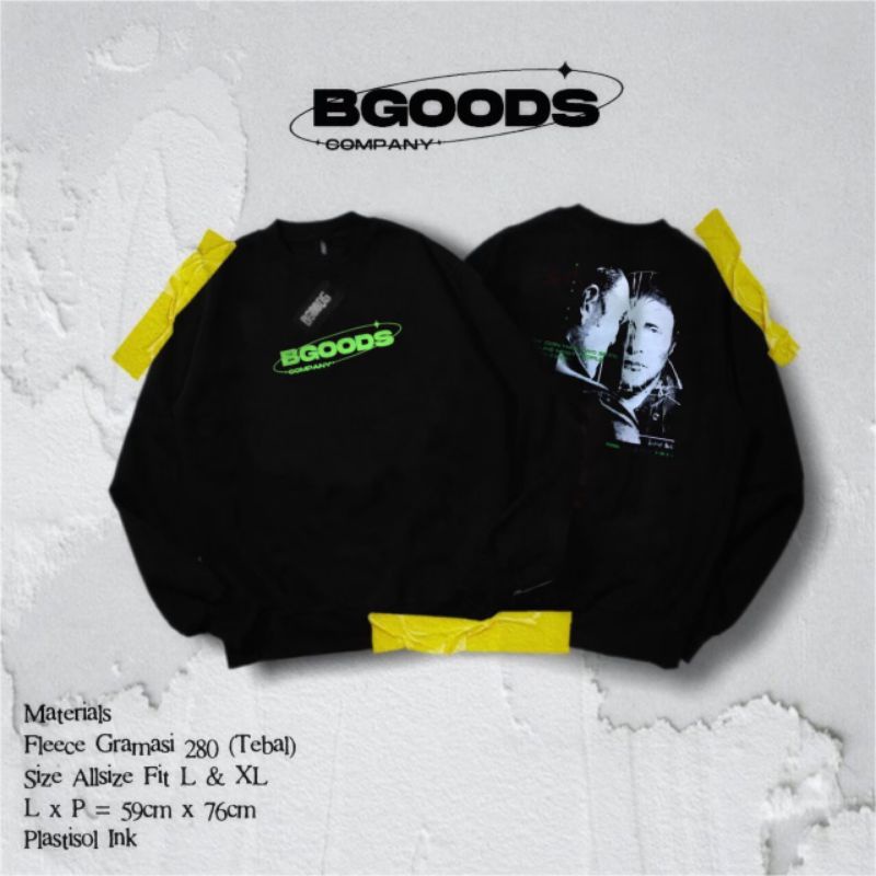 [BAYAR DITEMPAT]  Crewneck Black Motif Simpel Pria dan Wanita Premium