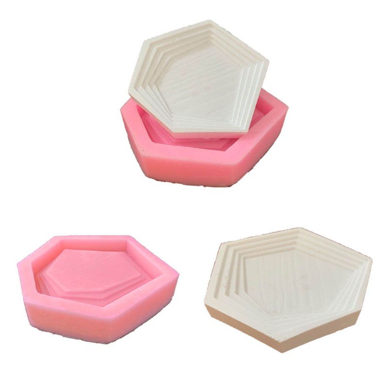 Glitter Irregular Silicone Resin Tray Molds Hexagon Coaster Tray Plate Resin Molds Tools