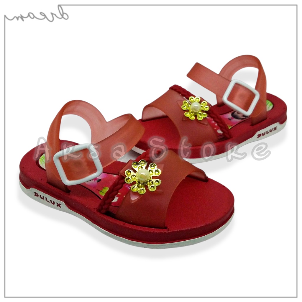 Sandal Jelly Baby LOL Anak Perempuan Import / Sendal Karet Anak Cewek Motif Kembang Manik Mutiara