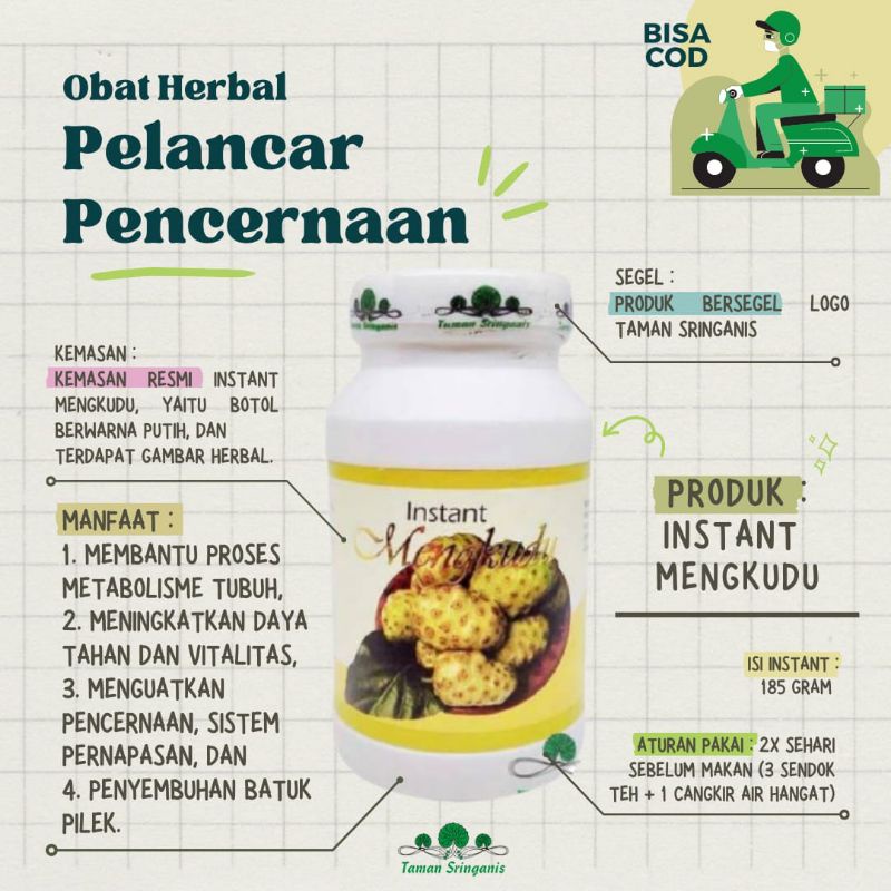 

HERBAL PELANCAR PENCERNAAN, VITALITAS, DAYA TAHAN TUBUH (INSTANT MENGKUDU)