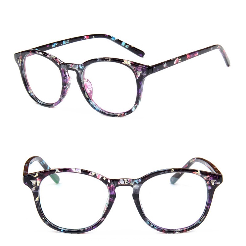 (YUZHU) Kacamata Anti Radiasi Gaya Klasik Untuk Wanita Retro Fashion Bingkai Bulat Leopard Eyeglasses