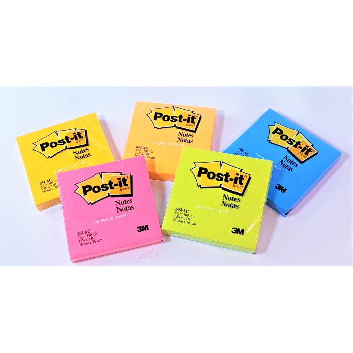 Post it Warna Warni 654 (1 pad/ 1 Pcs ) / Post It 3M 654 Warna Warni