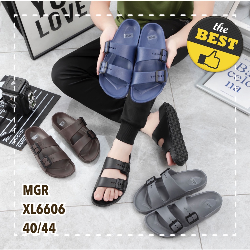 Sandal Selop Pria Karet Eva Briken Tali Ban 2 Gesper Sporty Trendy Simple Polos Impor MGR Mokaya Balance (XL6606)/ Size 40-44