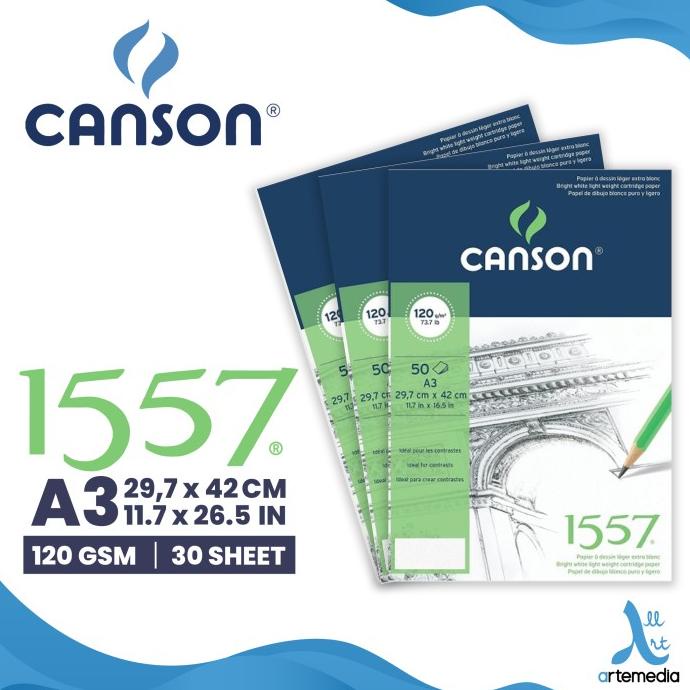 

(BISA COD) Canson 1557 Extra White A3 120gsm TERPERCAYA Kode 691