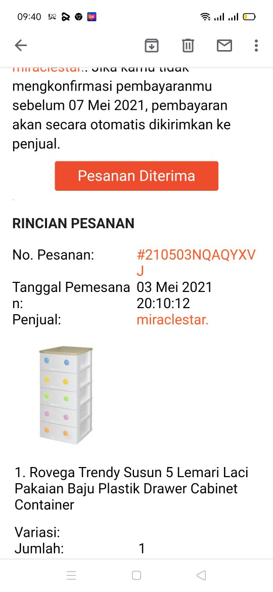 Rovega Trendy Susun 5 Lemari Laci Pakaian Baju Plastik Drawer Cabinet Container