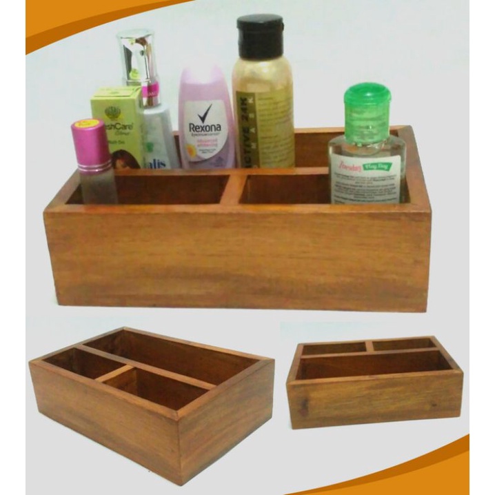 Kotak penyimpanan kosmetik ATK obat dl storage box serbaguna wooden A8