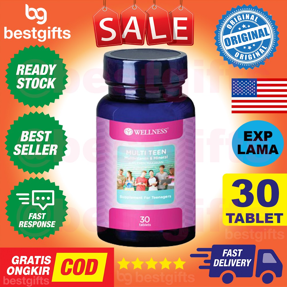 WELLNESS MULTI TEEN MULTIVITAMIN VITAMIN MINERALS FOR TEENAGERS NAFSU MAKAN ANAK REMAJA 30 TABLET