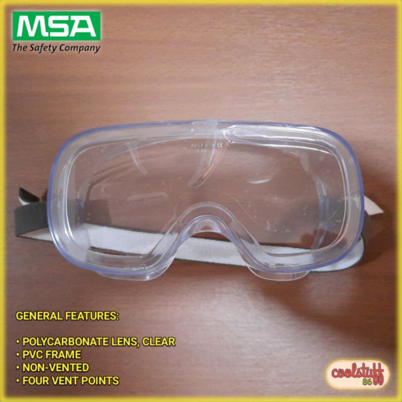 Jual Kacamata Goggle Safety Medis Karet Anti Virus Anti Fog MSA V