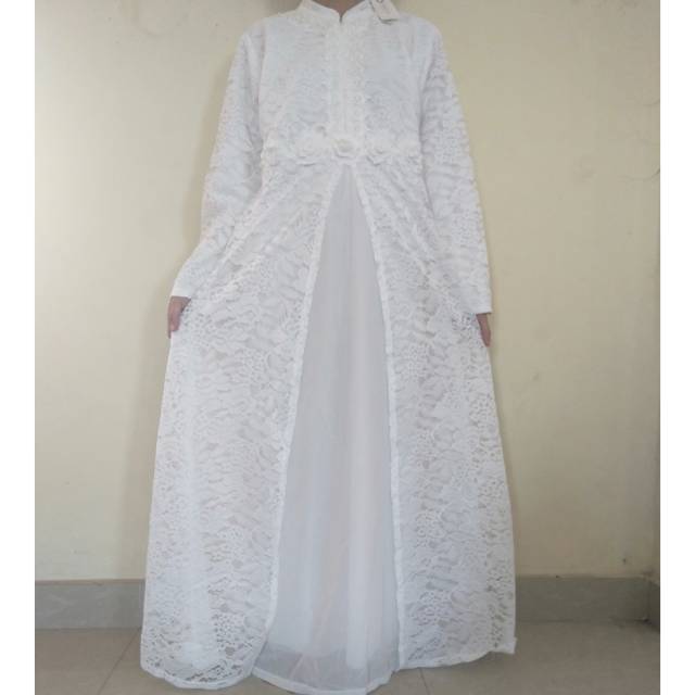 Gamis Lebaran / Gamis Putih brokat busui