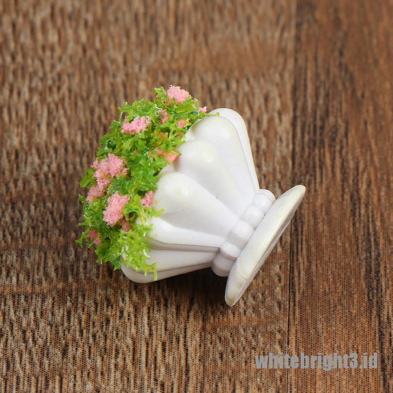 (white3) 2pcs Miniatur Tanaman Bunga Bonsai Skala 1: 12 Untuk Aksesoris Rumah Boneka