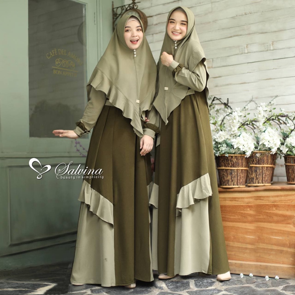 Salvina Hijab Gamis Asya Quality Premium Syari'i Dress - One Set Khimar