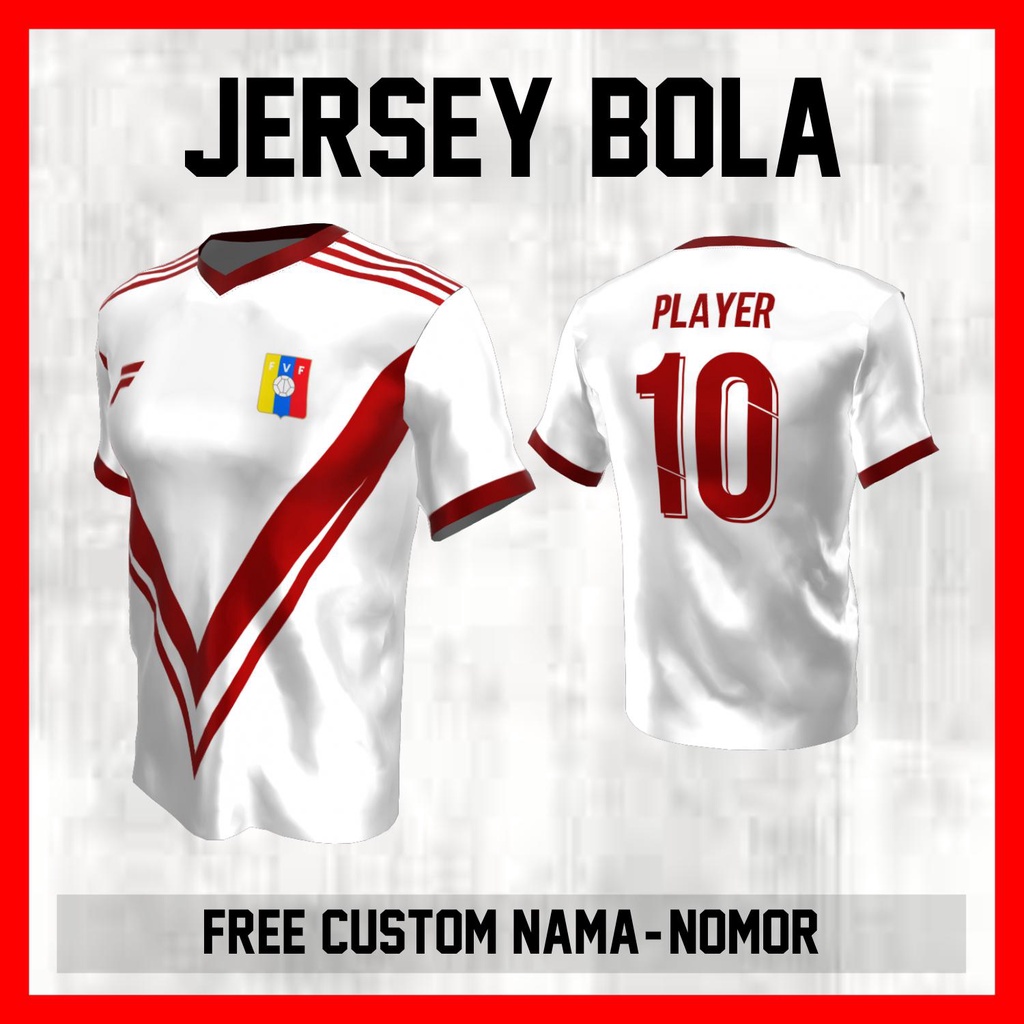 Kaos Bola Jersey Venezuela Timnas Negara Garis Bahu Baju Custom Nama dan Nomor Punggung - 277 Jersey