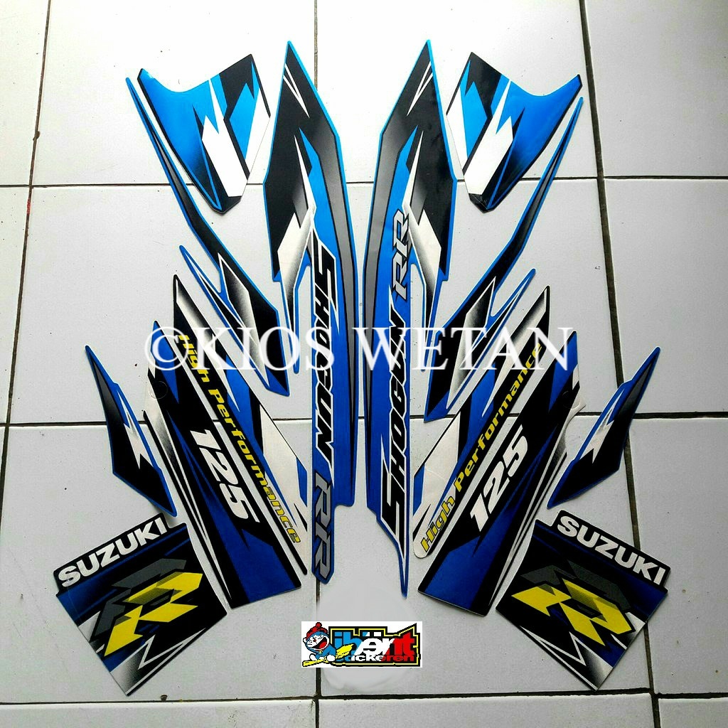 STRIPING SHOGUN 125 RR BIRU TAHUN 2007 STIKER LIS STANDAR BODY SUZUKI