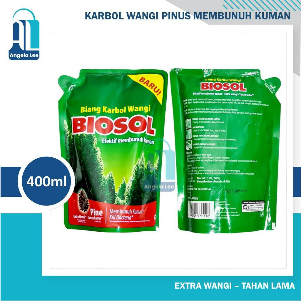 BIOSOL karbol extra wangi bunuh kuman virus pouch 400ml pel pembersih lantai