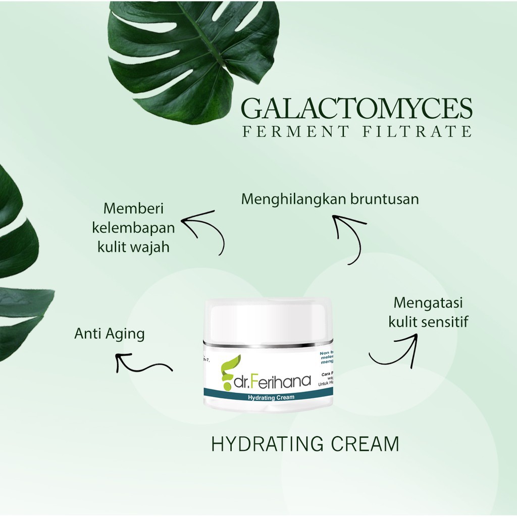 Galactomyces Hydrating Cream With Olive dr. Ferihana Cosmetics &amp; Skincare Merupakan Krim Pelambab Wajah yang Mampu Mengunci Kadar Air Mencerahkan Kulit Sekaligus Anti Aging