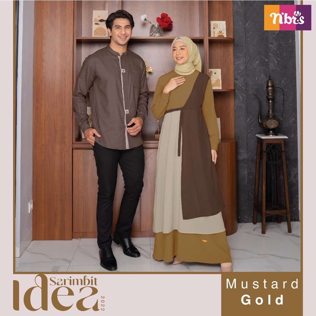 Nibras Sarimbit Idea Mustard Gold Baju Couple Keluarga Sarimbit lebaran Kompak Seragam Pengajian