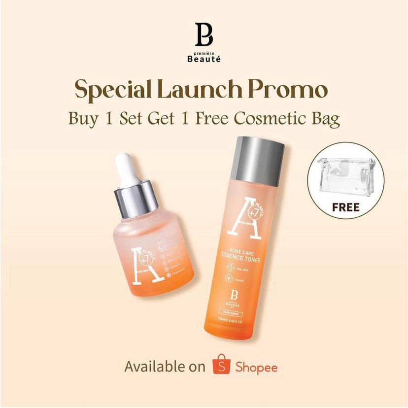 [COD] Premiere Beaute Acne Paket 2in1 Essence + Serum Perawatan Kulit Wajah Berjerawat dengan Kandungan AHA + BHA