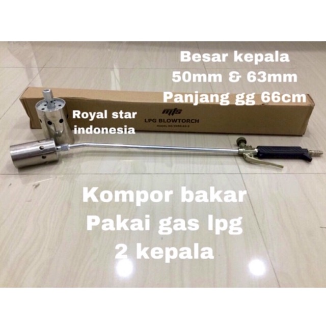 MATSU 3pcs Kompor bakar gas LPG gg tekan gas Lpg blow torch lamp 2kepala. gagang Panjang 66cm gg mod